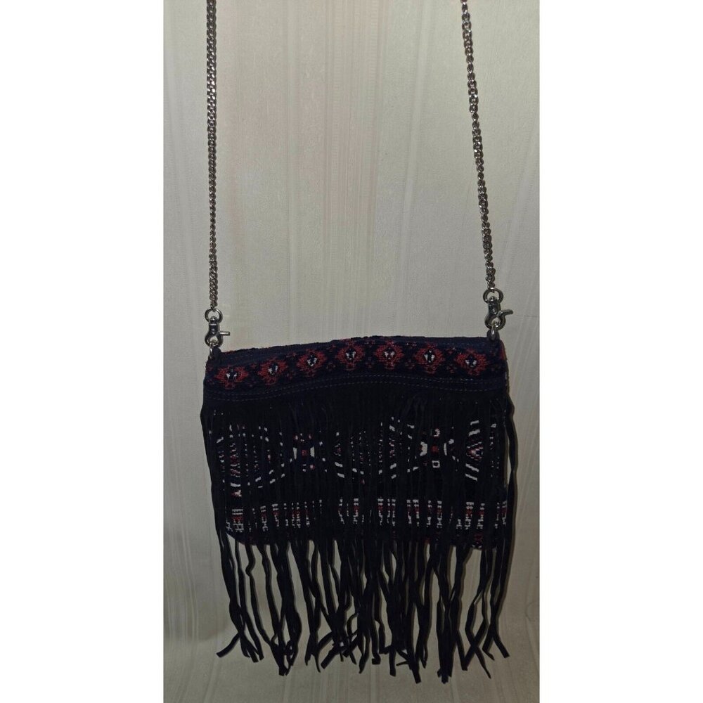 Ash & Sara Tapestry Fringe crossbody bag with Metal Strap NEW, no tag